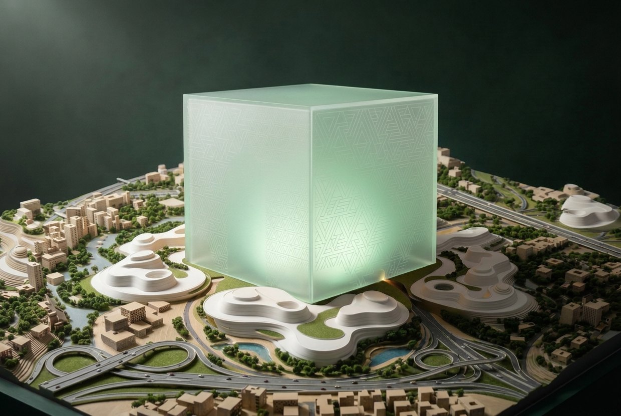 Architectural model of the Mukaab cube landmark